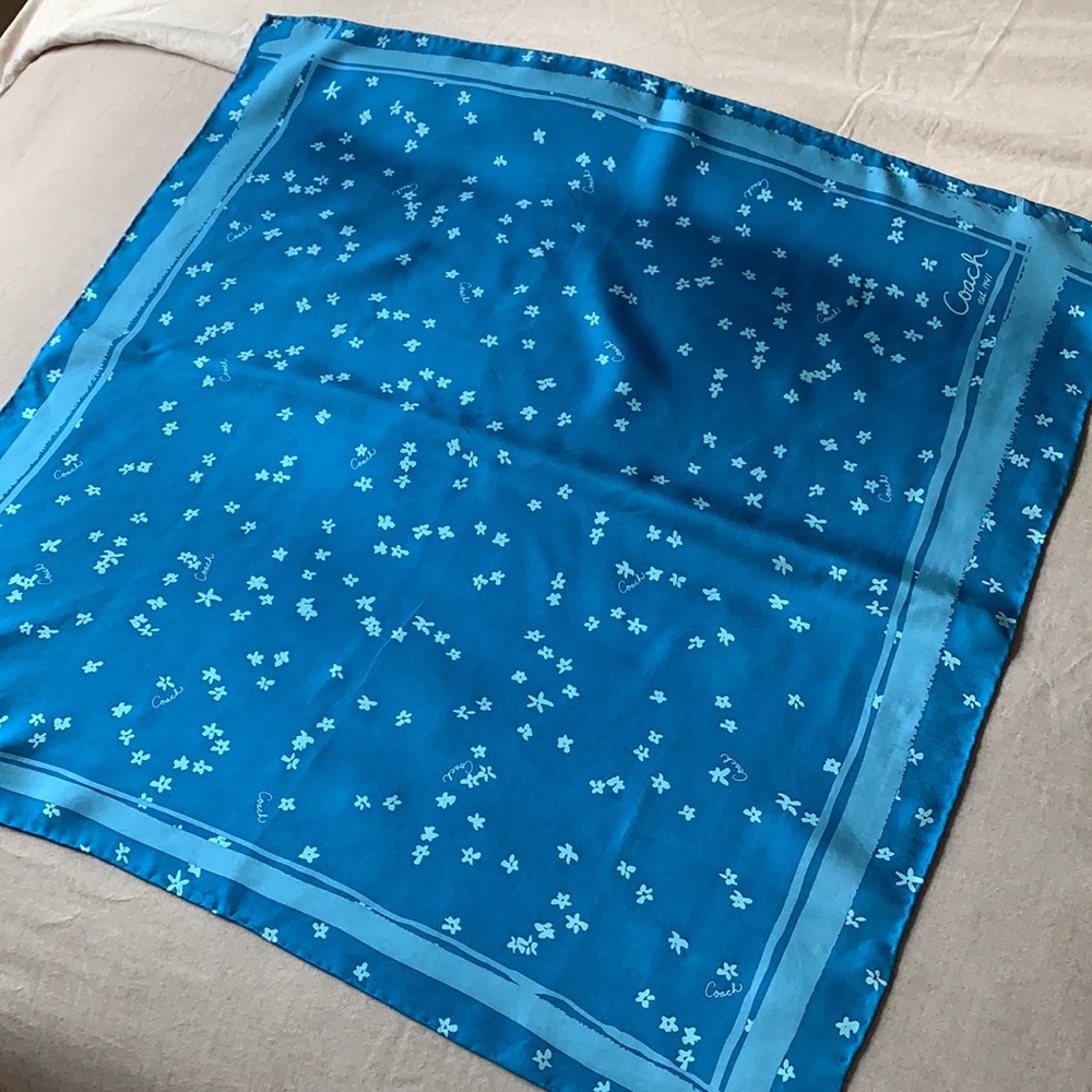 Coach blue floral silk scarf